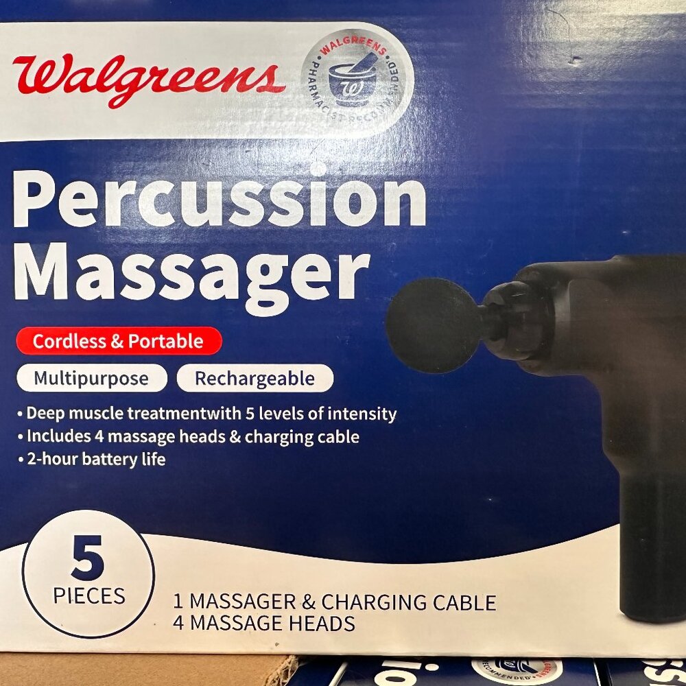 WALGREENS 5 PIECE PERCUSSION MASSAGER CORDLESS BRAND NEW